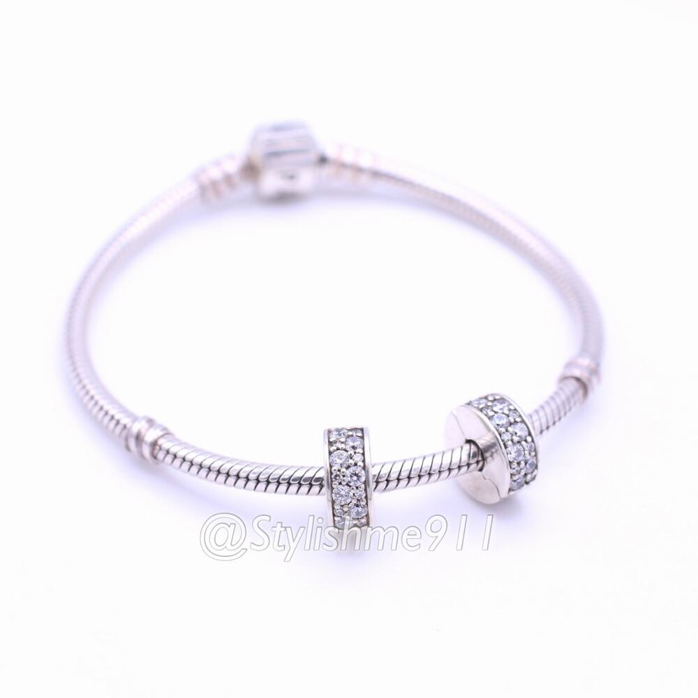 Two- Authentic PANDORA Clear Shining Elegance Clip with Silicone Core - Picture 7 of 13